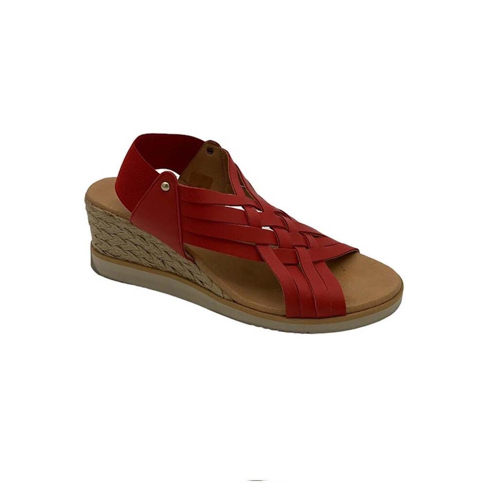 Pinaz Suede Leather Slide Espadrilles Rojo - Medium
